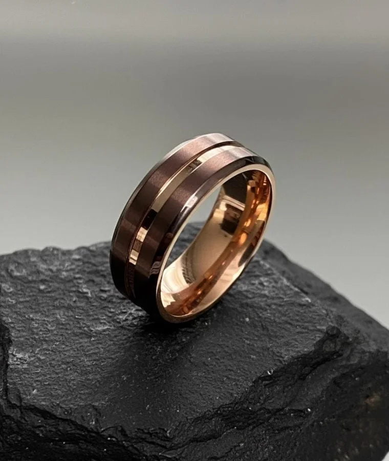 Mens rose gold natural diamond rings