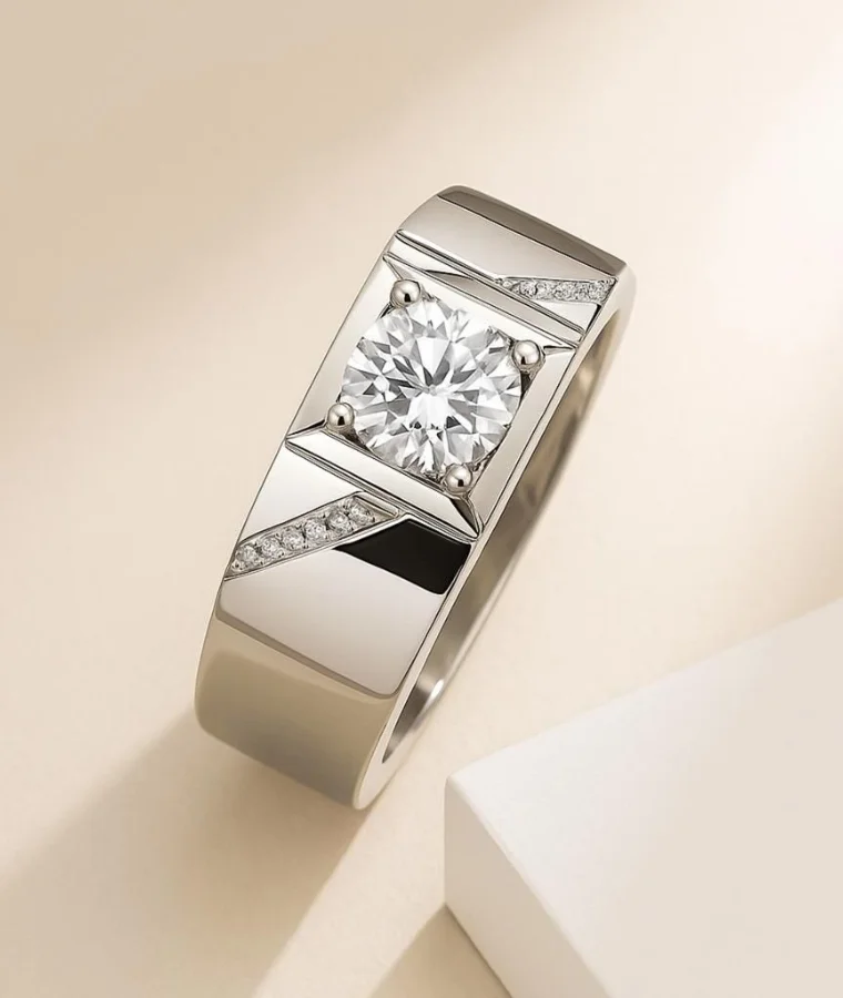 Mens platinum natural diamond rings