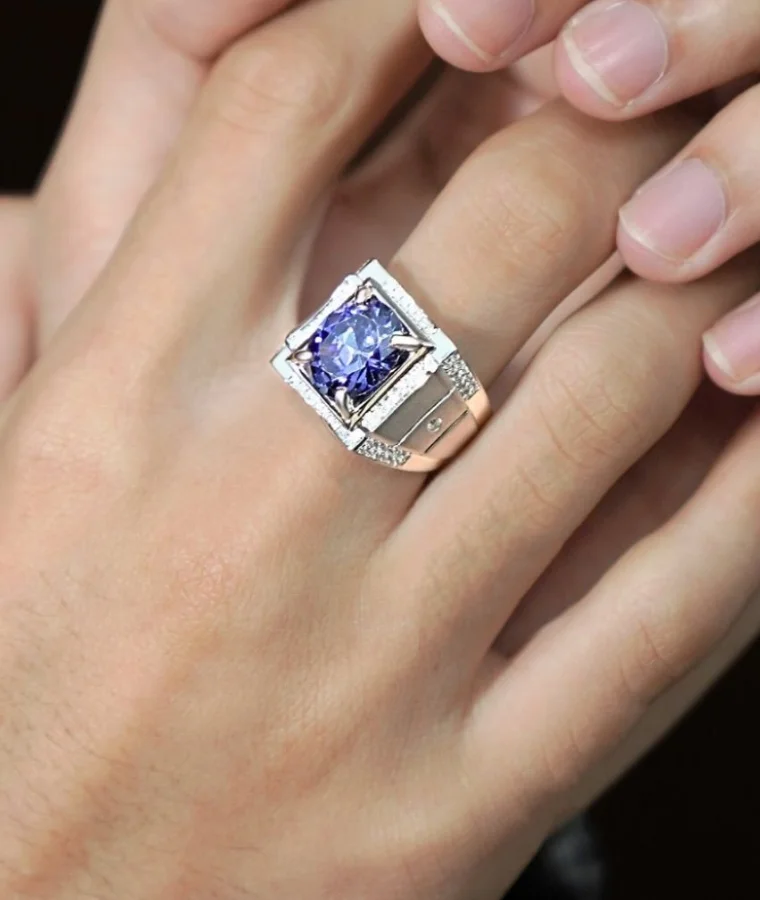 mens palladium natural diamond rings