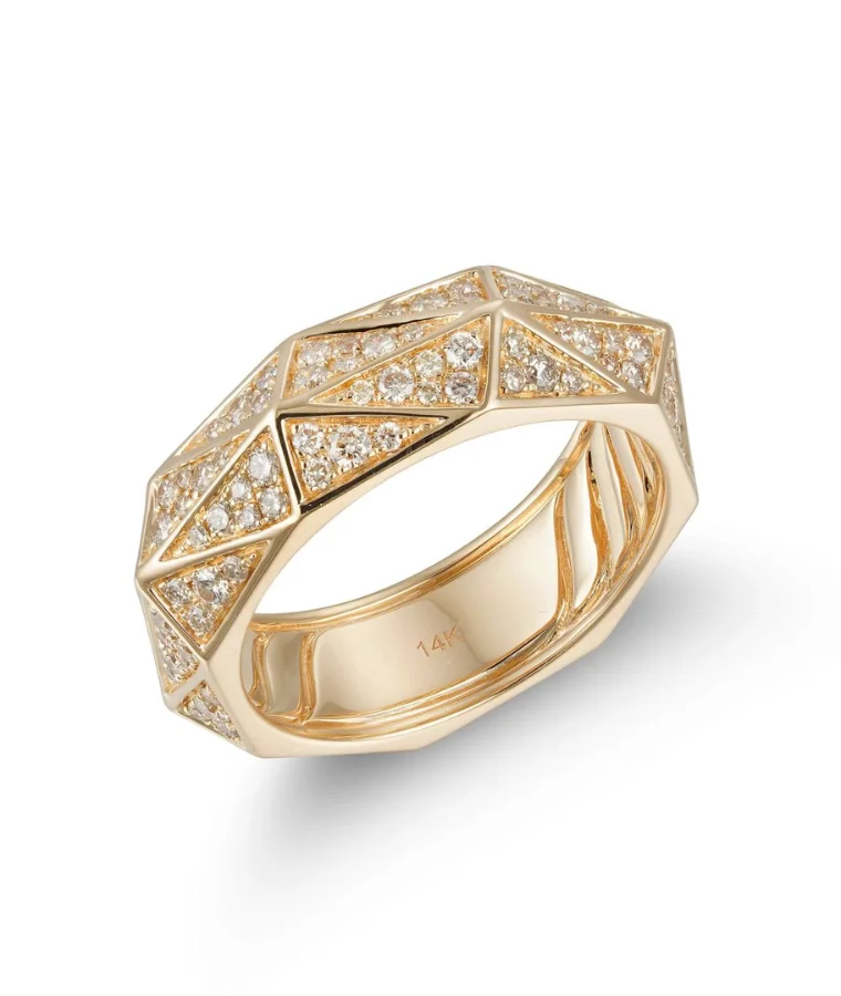 Mens Geometric Natural Diamond Rings
