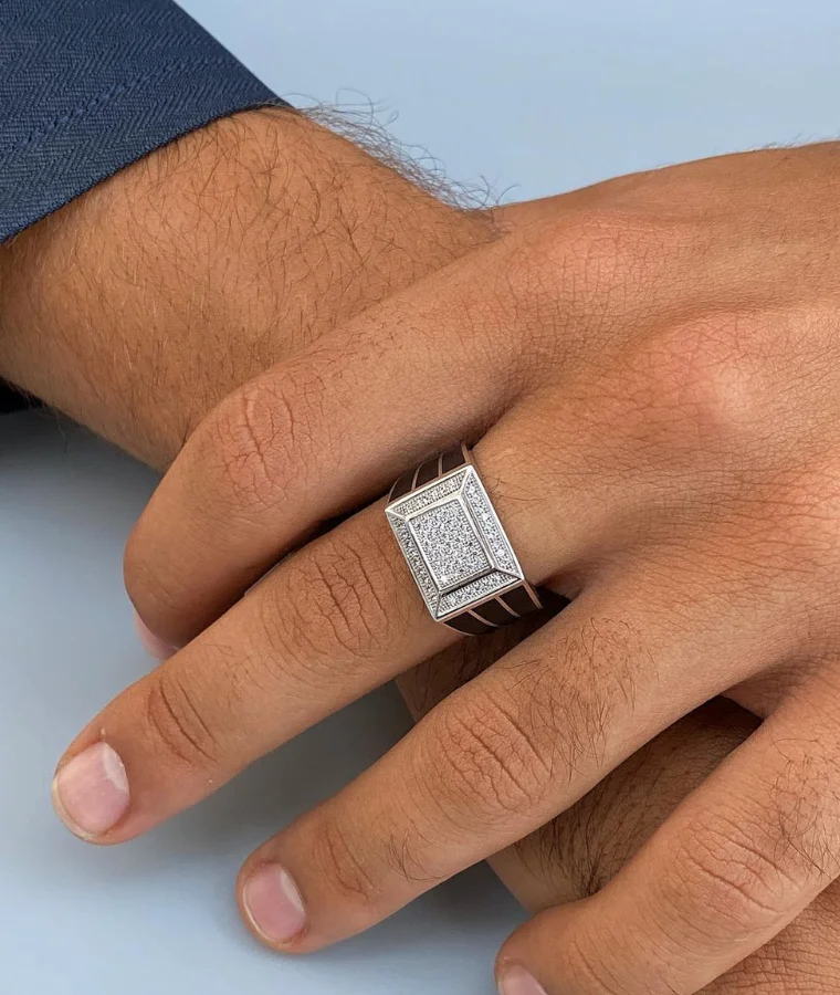 mens palladium natural diamond rings