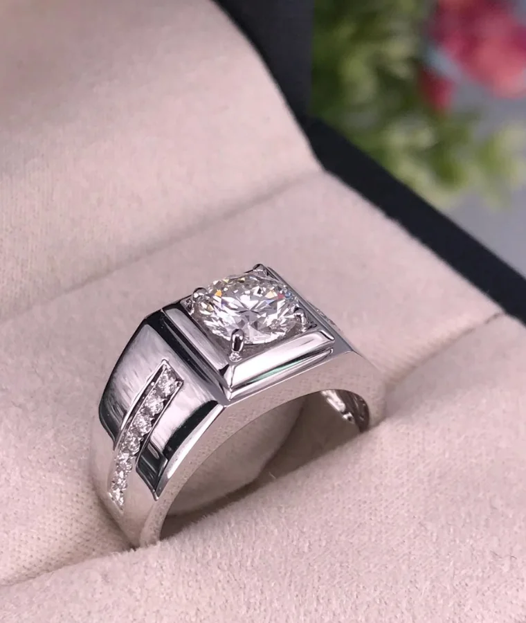 Mens platinum natural diamond rings