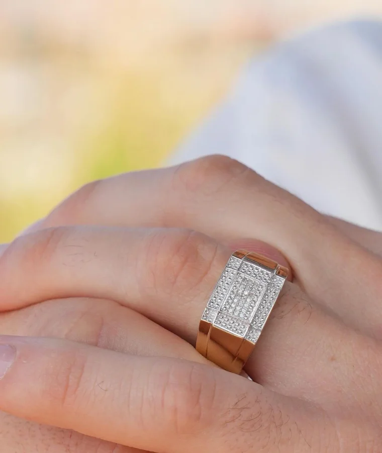 mens palladium natural diamond rings