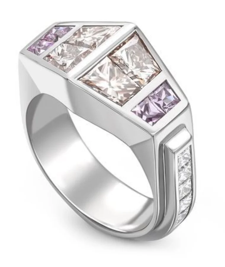 Mens Geometric Natural Diamond Rings