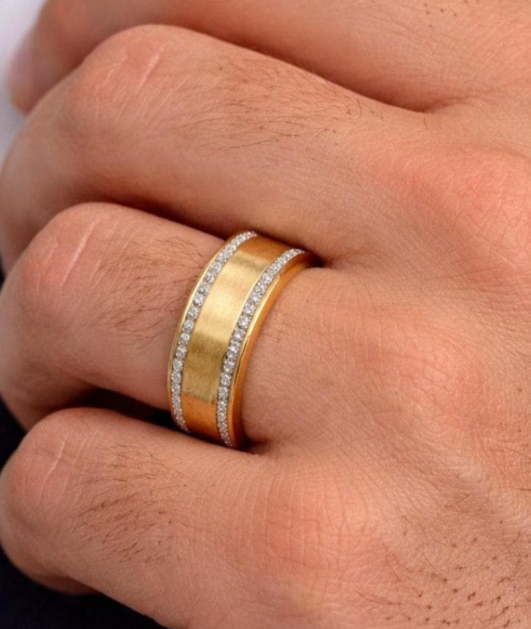 mens gold natural diamond rings