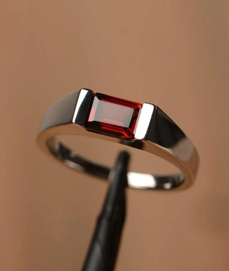 Mens silver natural diamond rings