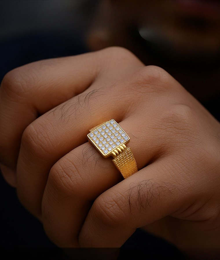 mens gold natural diamond rings
