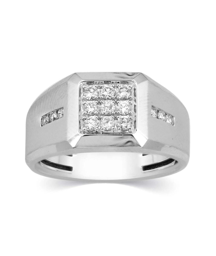 Mens titanium natural diamond rings