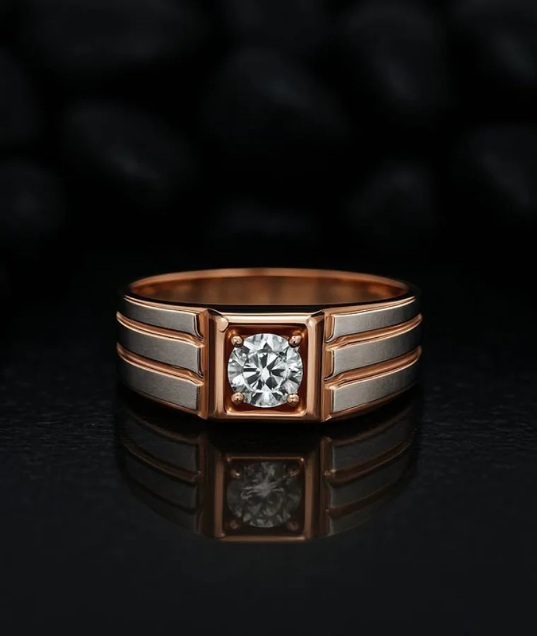 Mens rose gold natural diamond rings