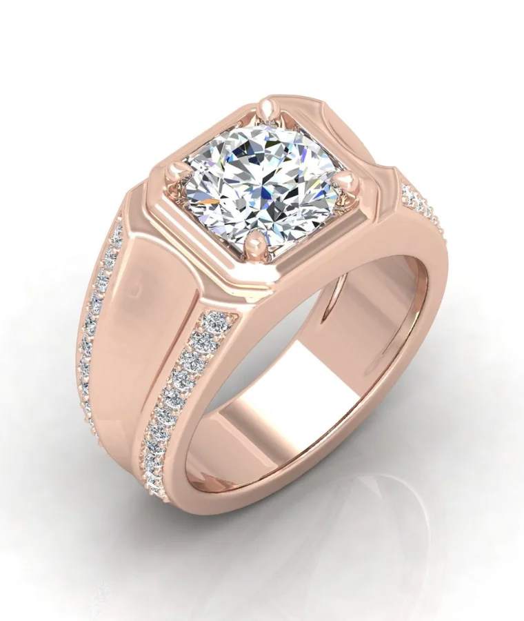 Mens rose gold natural diamond rings