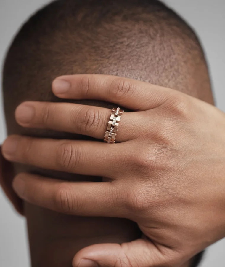 Mens rose gold natural diamond rings