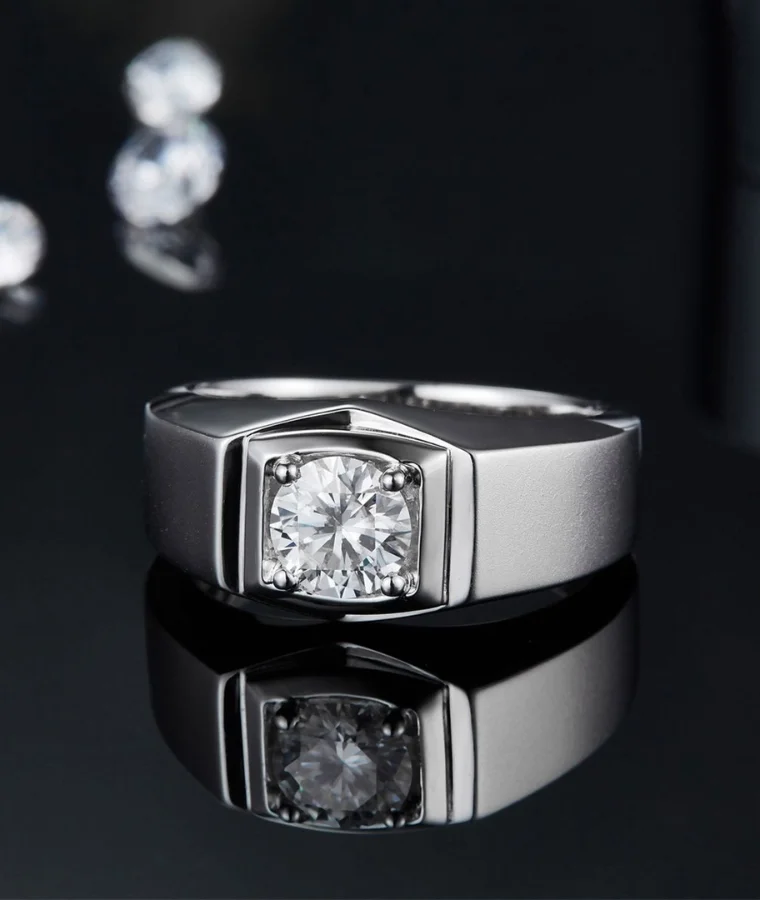 Mens platinum natural diamond rings