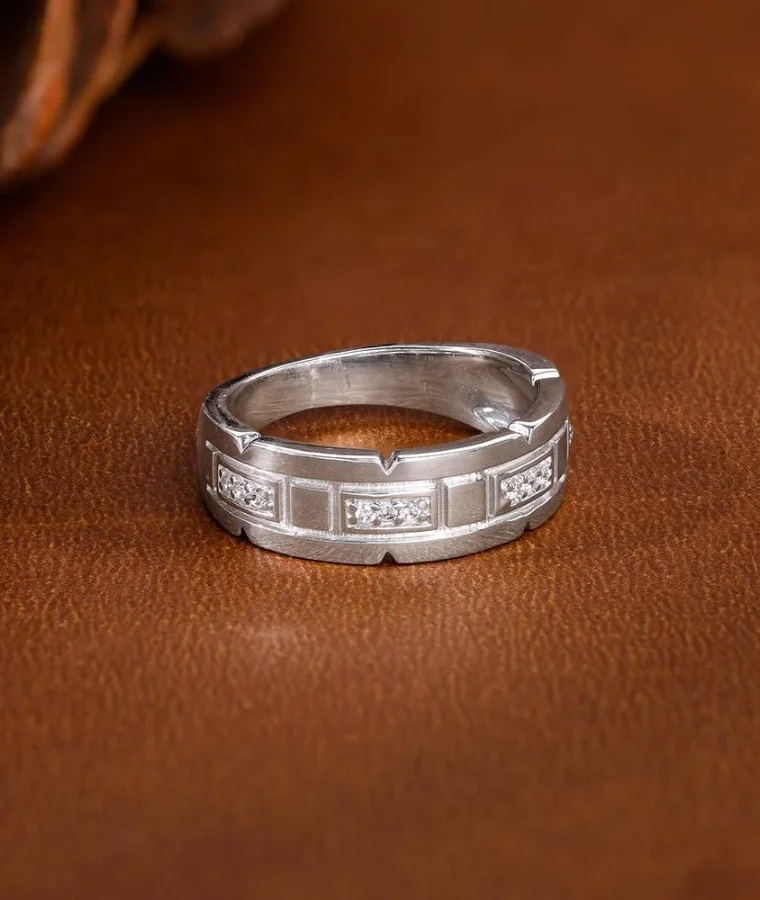 mens palladium natural diamond rings