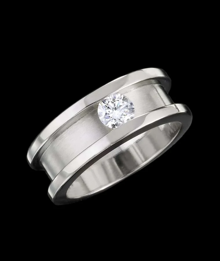 Mens Geometric Natural Diamond Rings