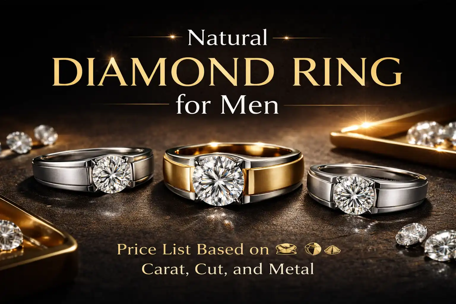 Natural Diamond Ring for Men – Price List Based on Carat, Cut, and Metal